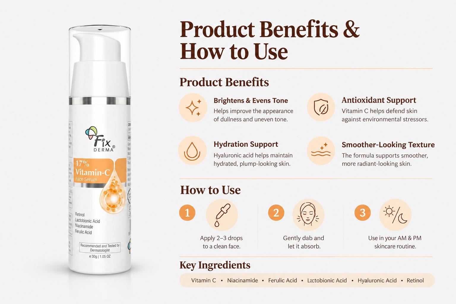 17% Vitamin C Face Serum Fixderma