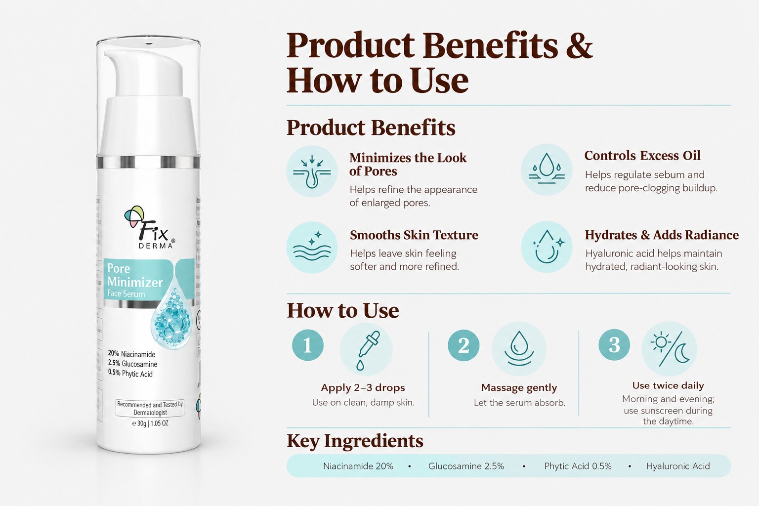 Fixderma Pore Minimizer Face Serum for enlarged pores