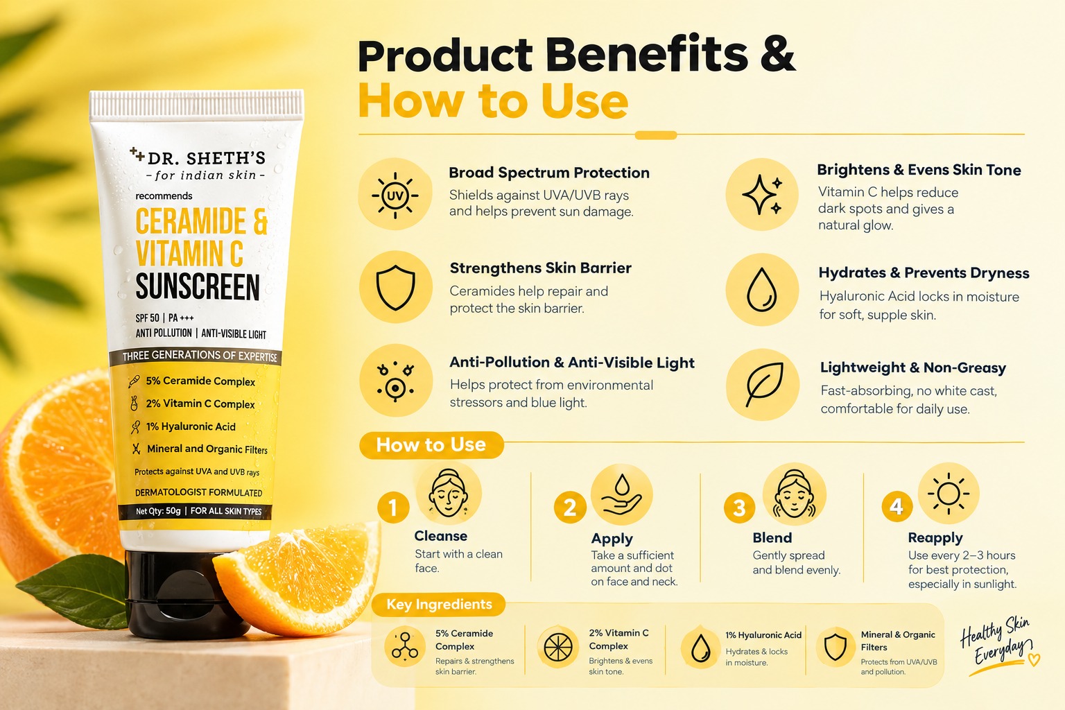 SPF 50 Ceramide & Vitamin C Daily Sunscreen