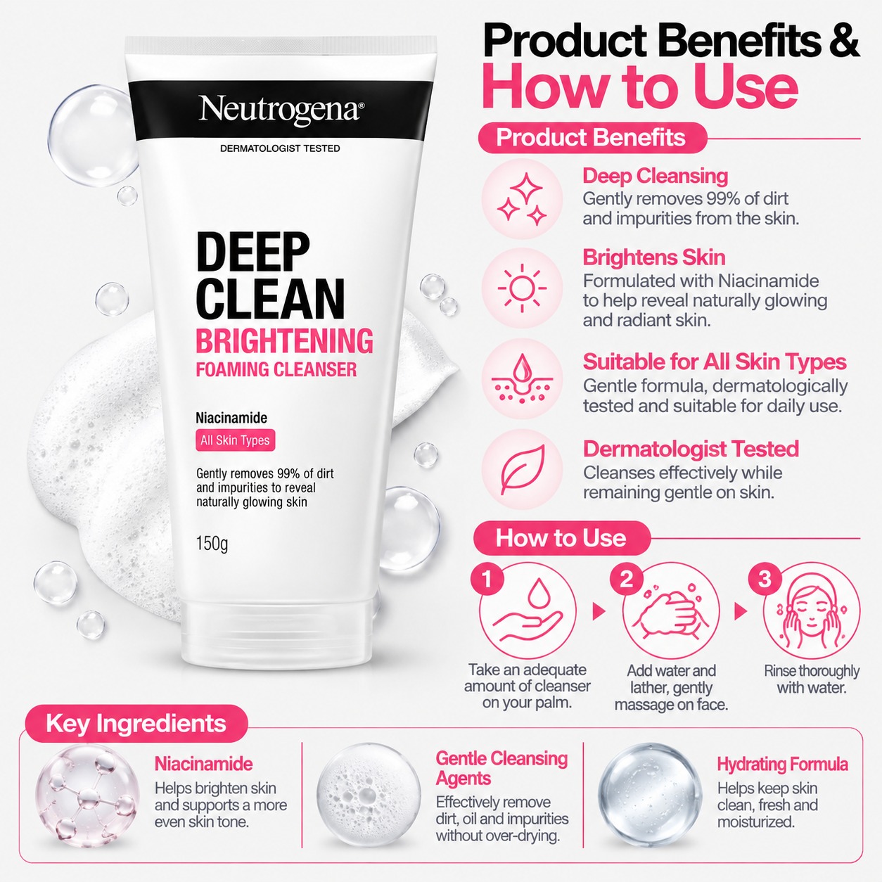 Neutrogena Deep Clean Brightening Foaming Cleanser 150g