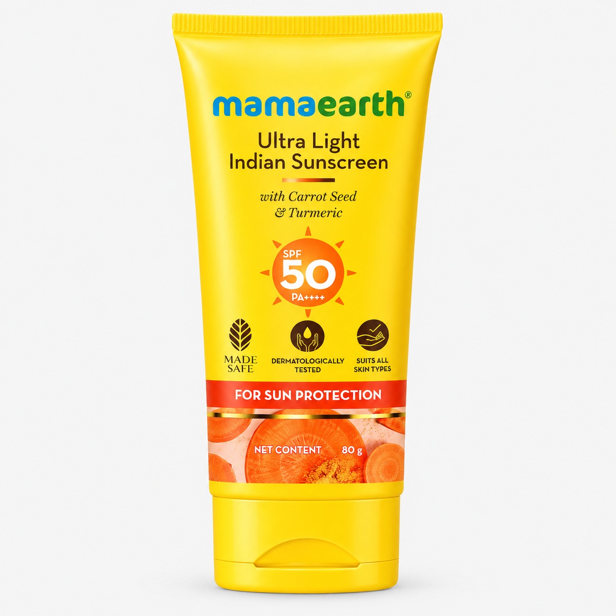 Mamaearth Ultra Light Indian Sunscreen SPF 50 PA++++ 80g