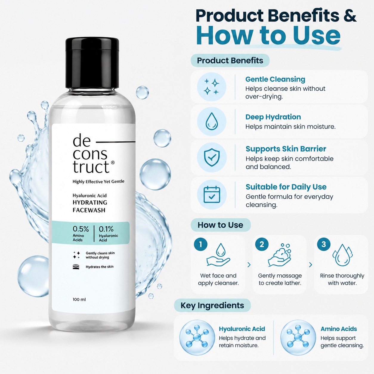 Deconstruct Hyaluronic Acid Hydrating Face Wash