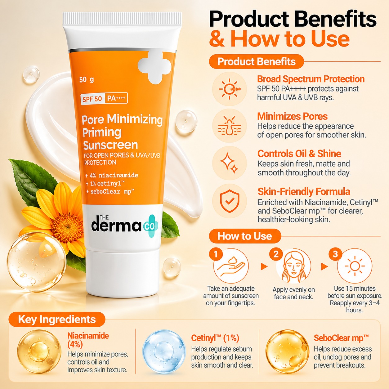 The Derma Co Pore Minimizing Sunscreen 50g