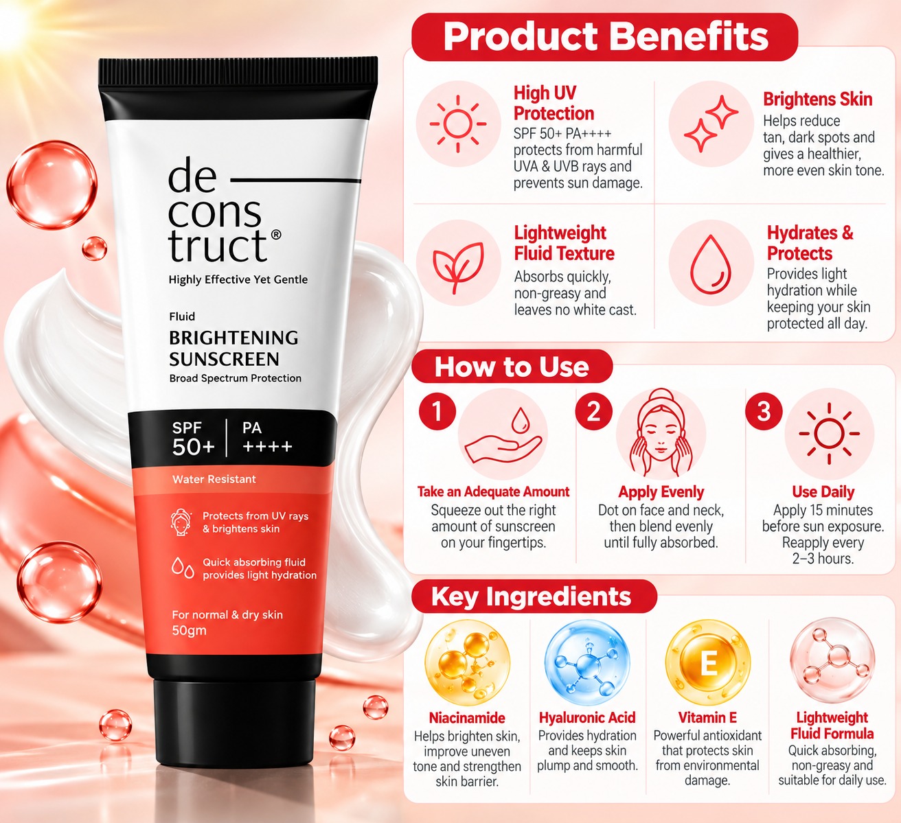 Deconstruct Brightening Sunscreen 50g
