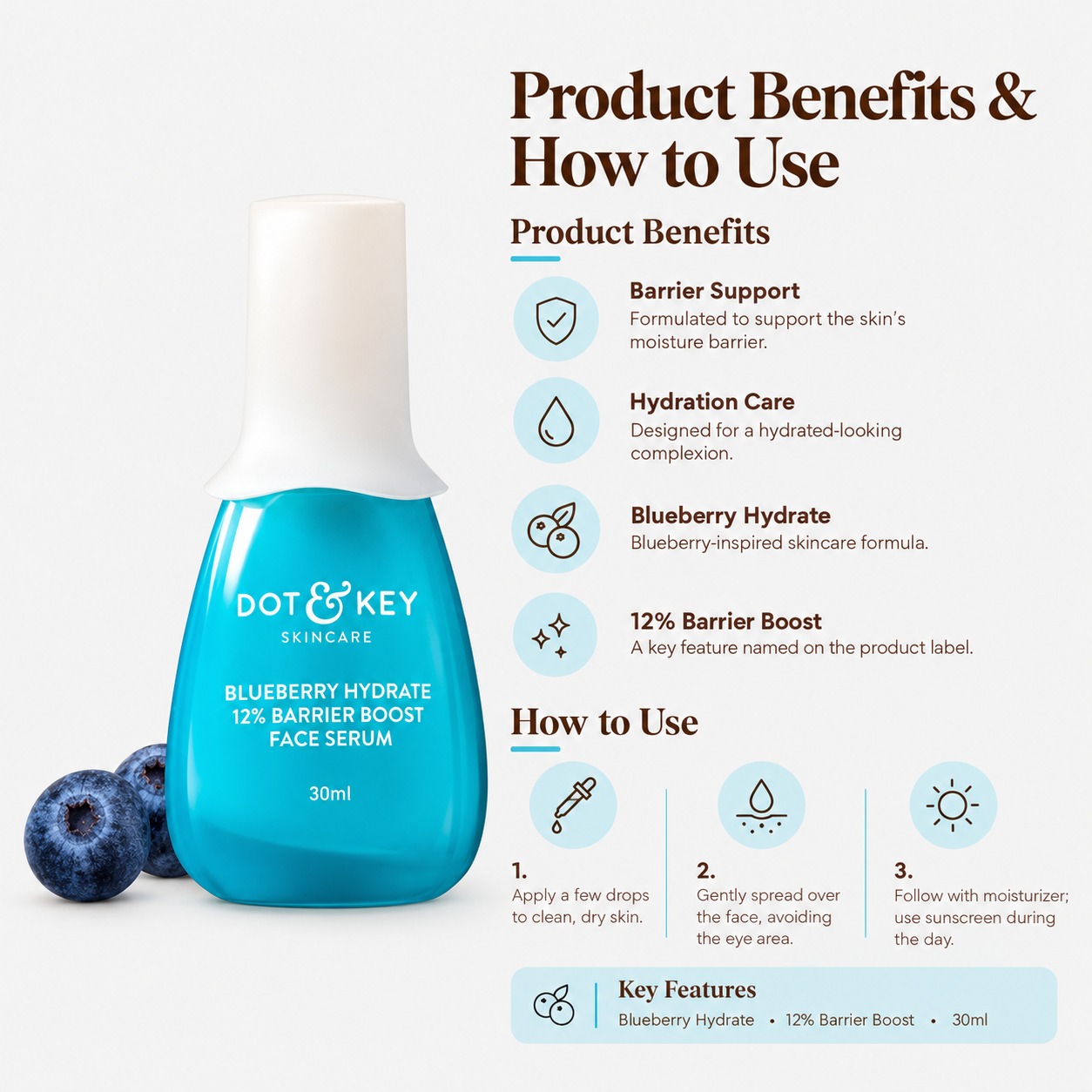 Dot & Key Blueberry Hydrating Face Serum for Skin Barrier Care